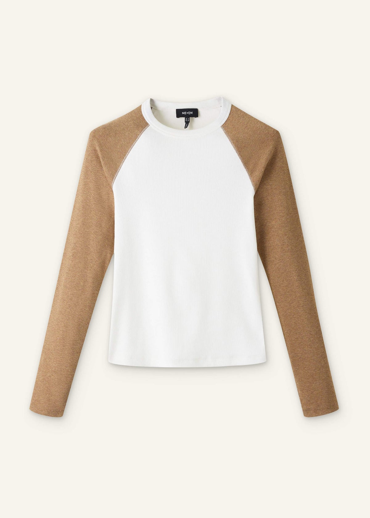 ME+EM Cream Ultimate Slim Baseball Top