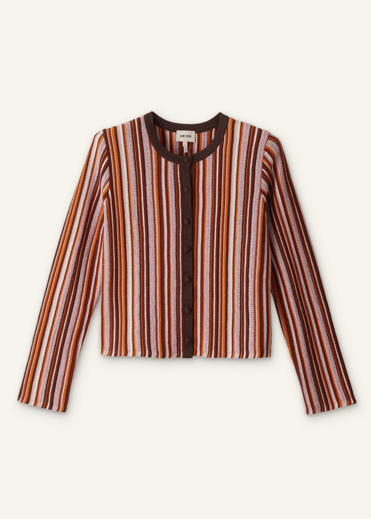 ME+EM Cinnamon Brown Metallic Stripe Cardigan