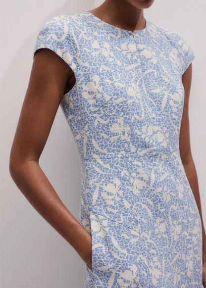 ME+EM Blue Speckled Bloom Print Fit+Flare Maxi Dress