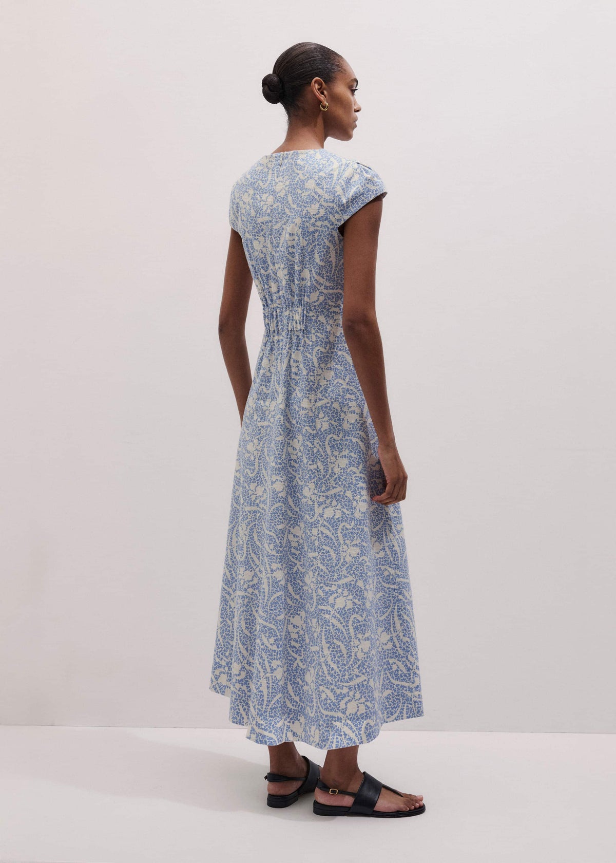 ME+EM Blue Speckled Bloom Print Fit+Flare Maxi Dress