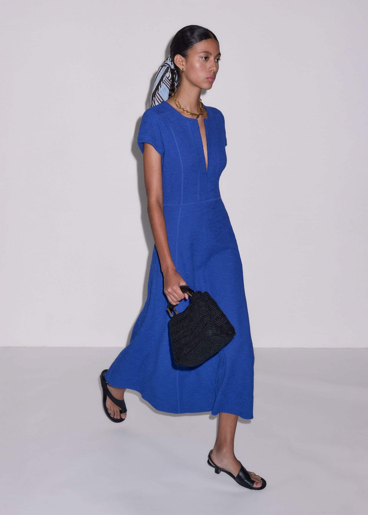 ME+EM Blue Fit + Flare Maxi Dress