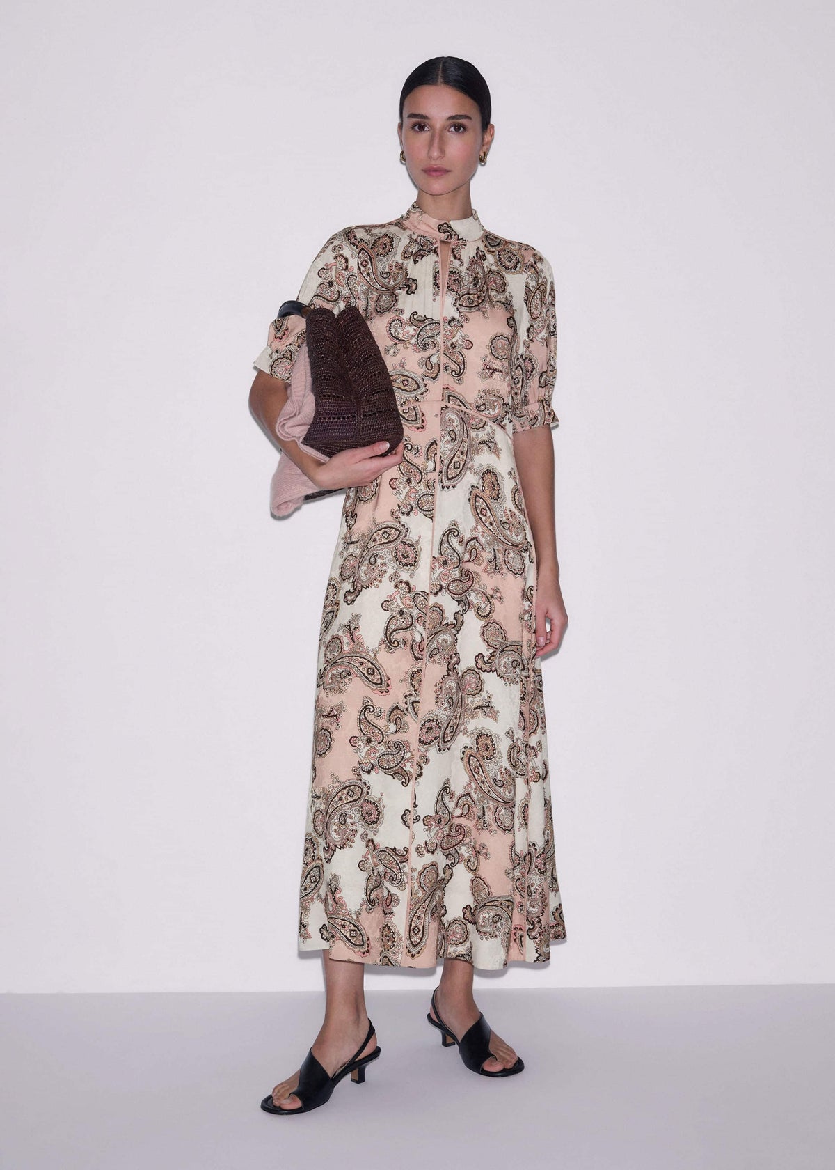 ME+EM Pink Paisley Print Fit + Flare Maxi Dress
