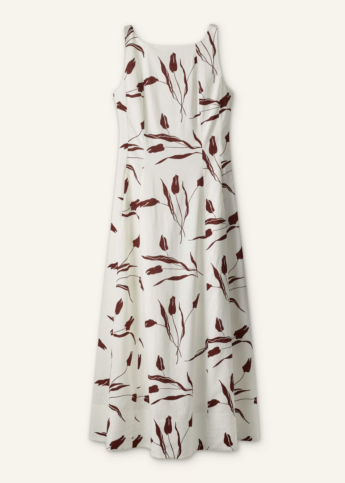 ME+EM Cream Crease-Less Linen Fit + Flare Maxi Dress