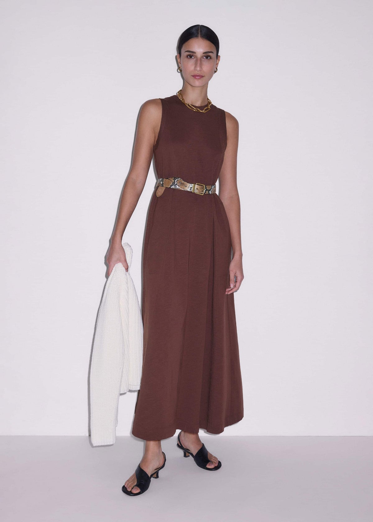 ME+EM Cinnamon Brown Maxi Swing Dress