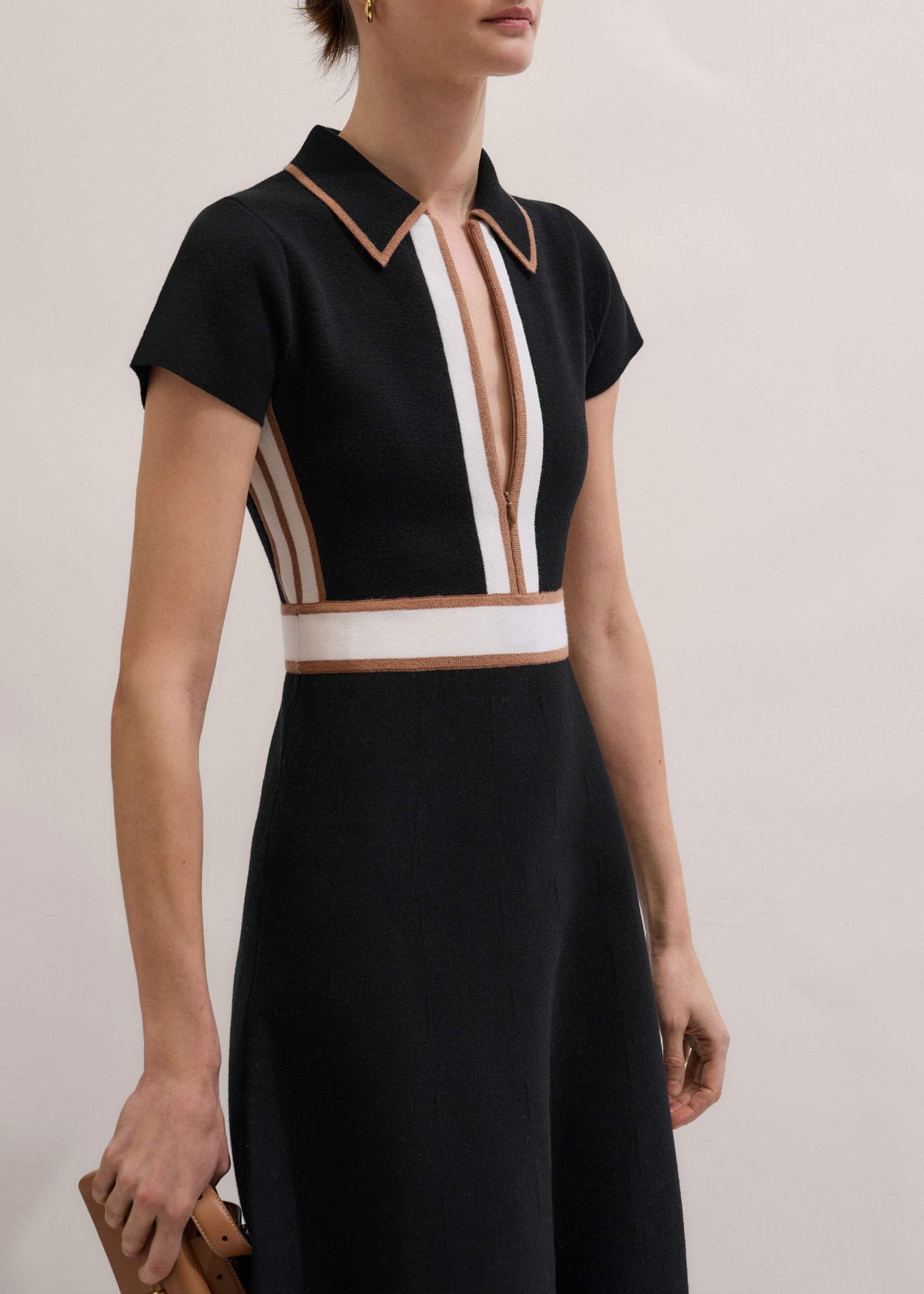 ME+EM Black Milano Knit Collared Maxi Dress