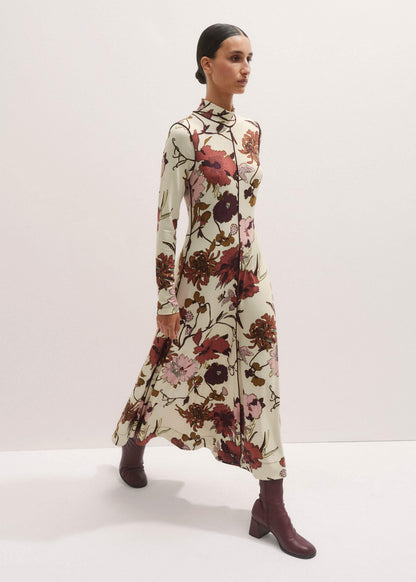 ME+EM Cream High Neck Jersey Maxi Dress