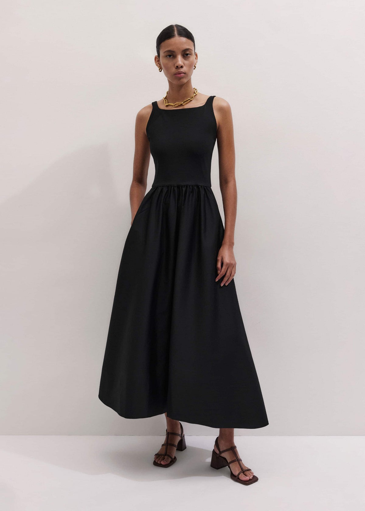 ME+EM Black Fit + Flare Maxi Dress