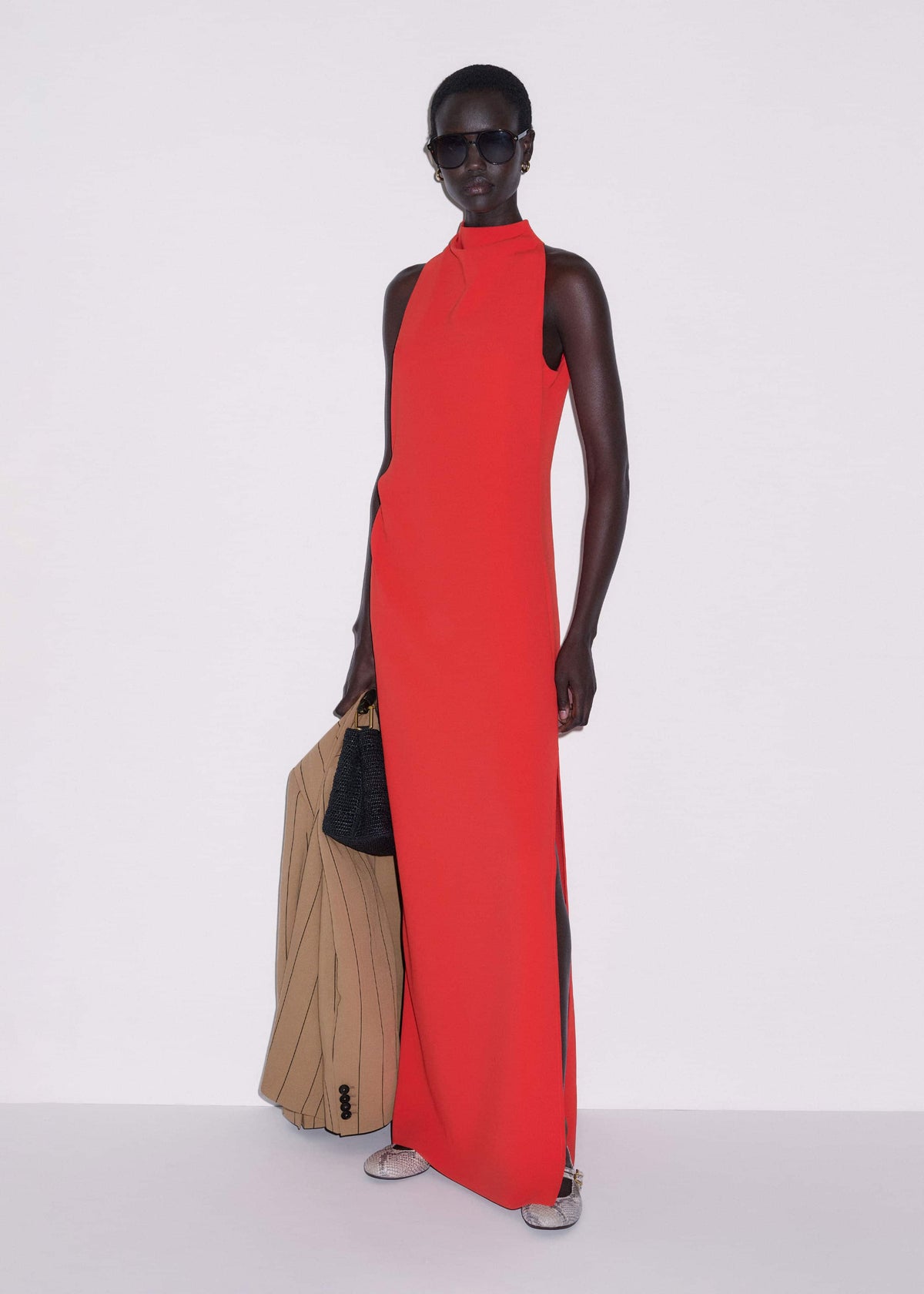 ME+EM Red Draped Full Length Dress