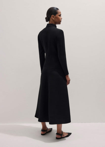 ME+EM Black A-Line Feature Button Maxi Dress