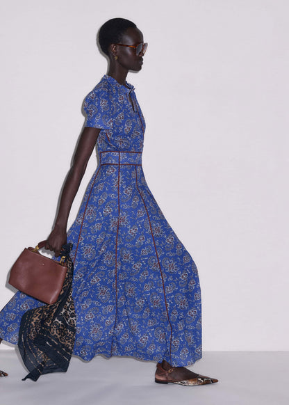 ME+EM Blue Fit + Flare Maxi Dress