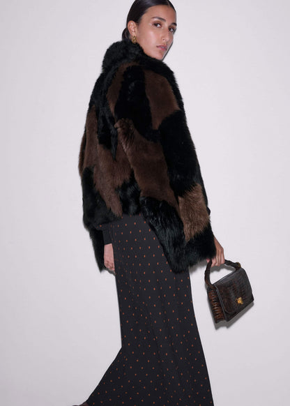 ME+EM Black Winter Polka Dot Lace Trim Maxi Dress
