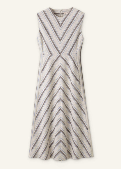 ME+EM Light Cream Fit + Flare Midi Dress