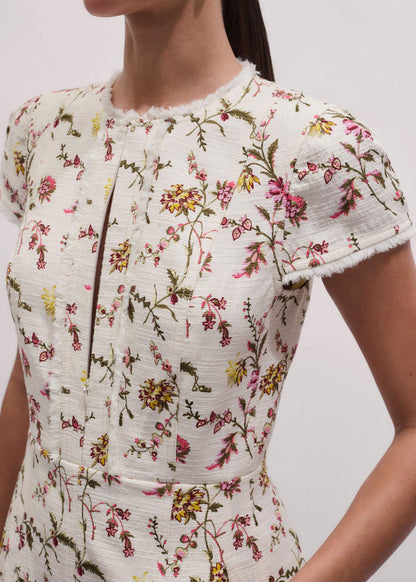 ME+EM Cream Wild Spring Floral Print Fit + Flare Midi Dress