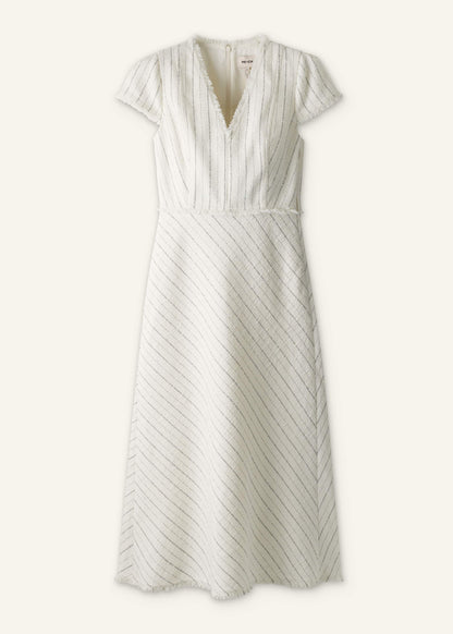 ME+EM Ivory Striped Fit + Flare Midi Dress