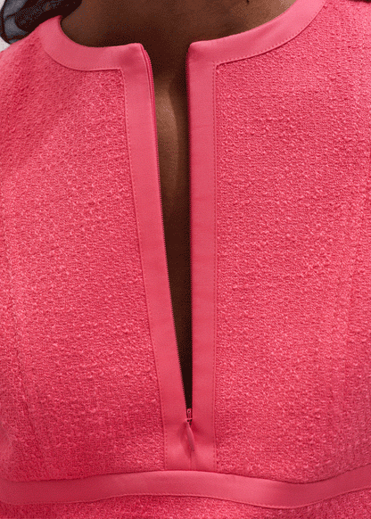 ME+EM Pink Contrast Binding Fit And Flare Midi Dress