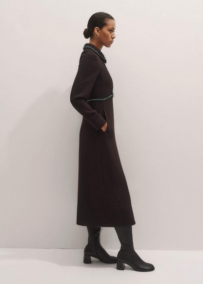 ME+EM Brown Tweed Midi Dress