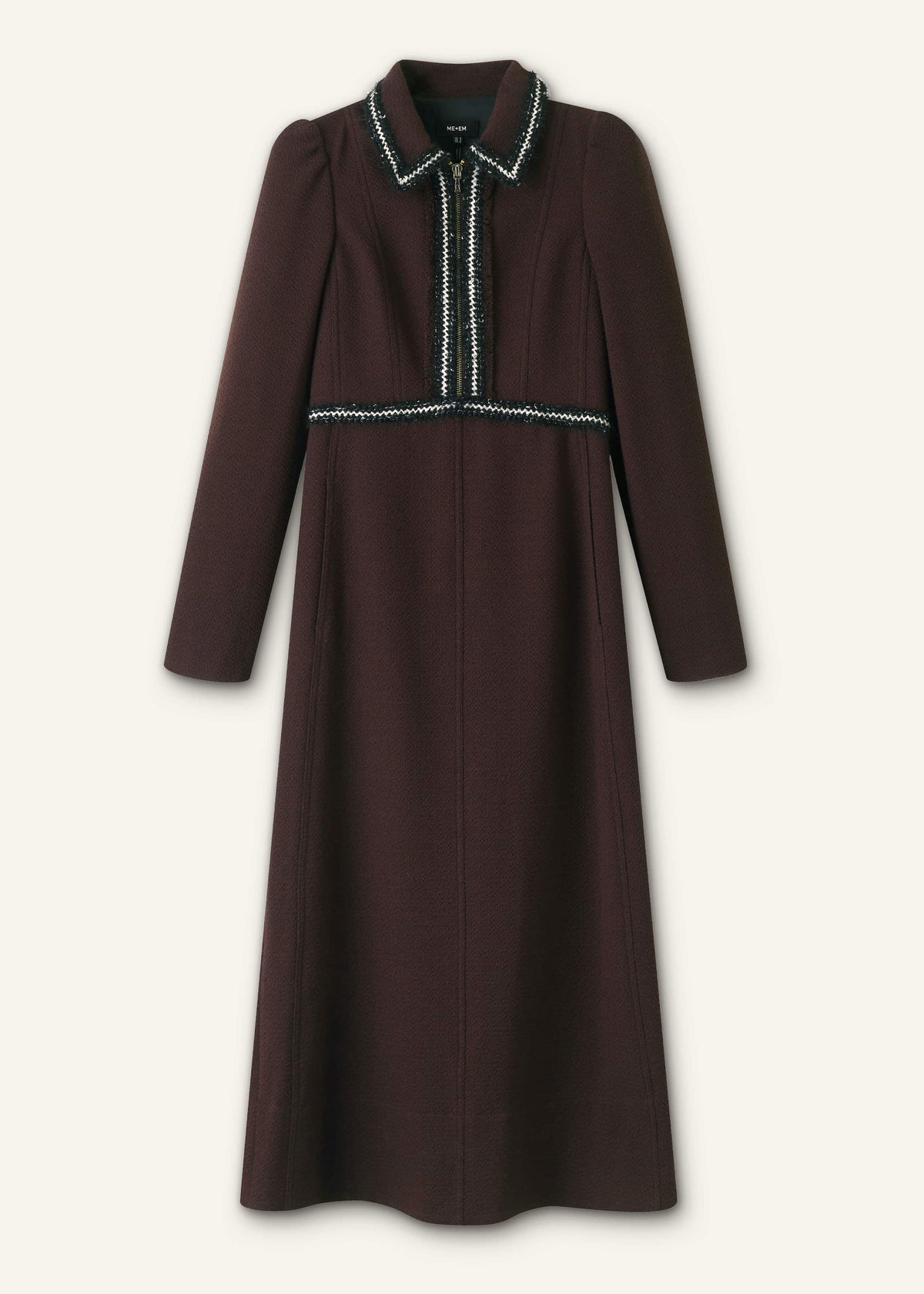 ME+EM Brown Tweed Midi Dress
