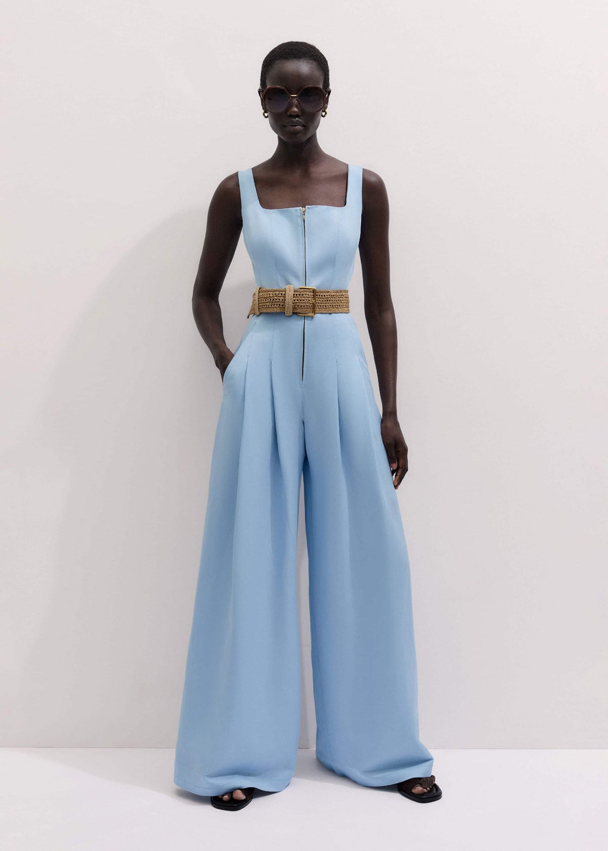 ME+EM Blue Wide-Leg Jumpsuit