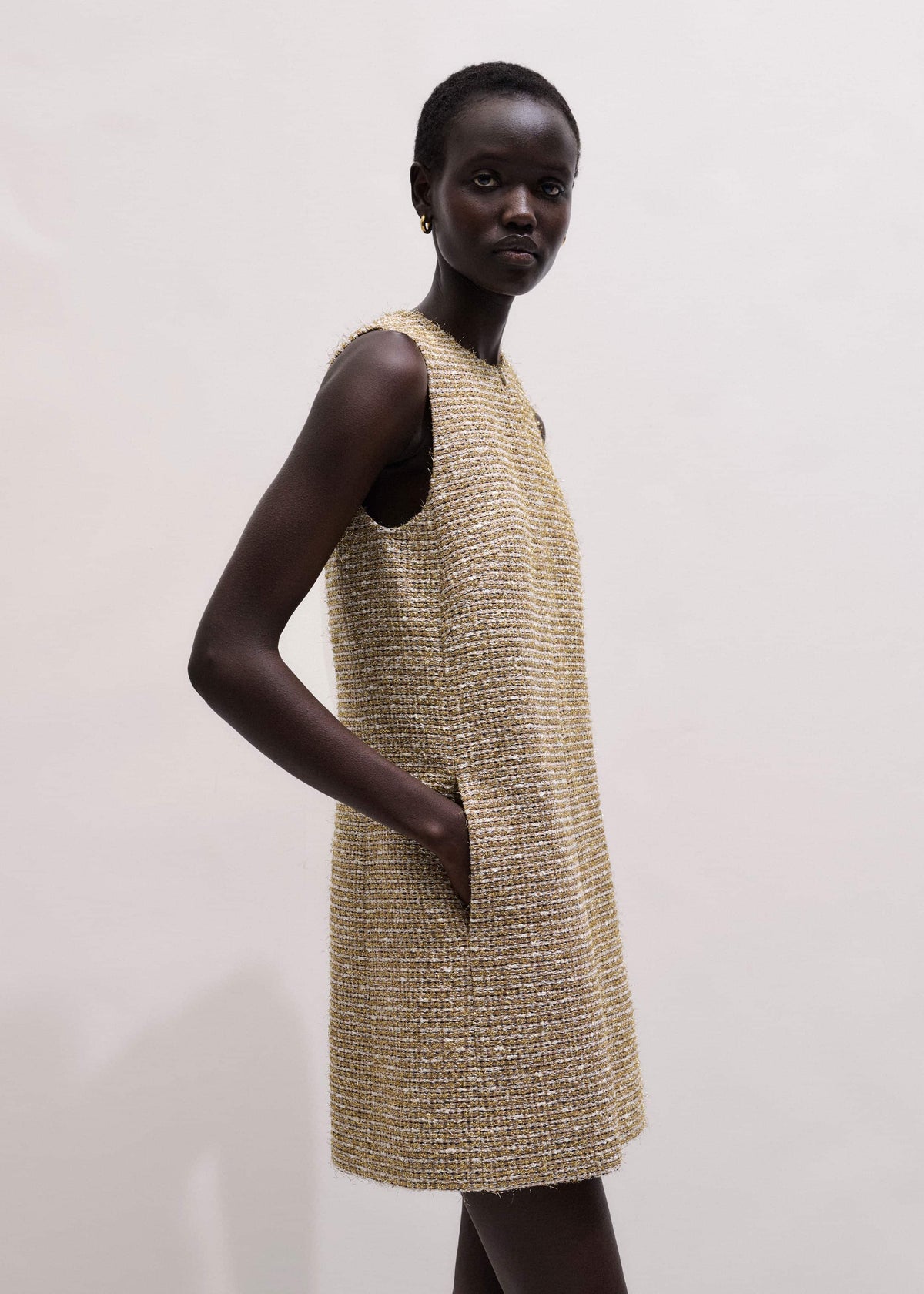 ME+EM Gold Metallic Mini Dress