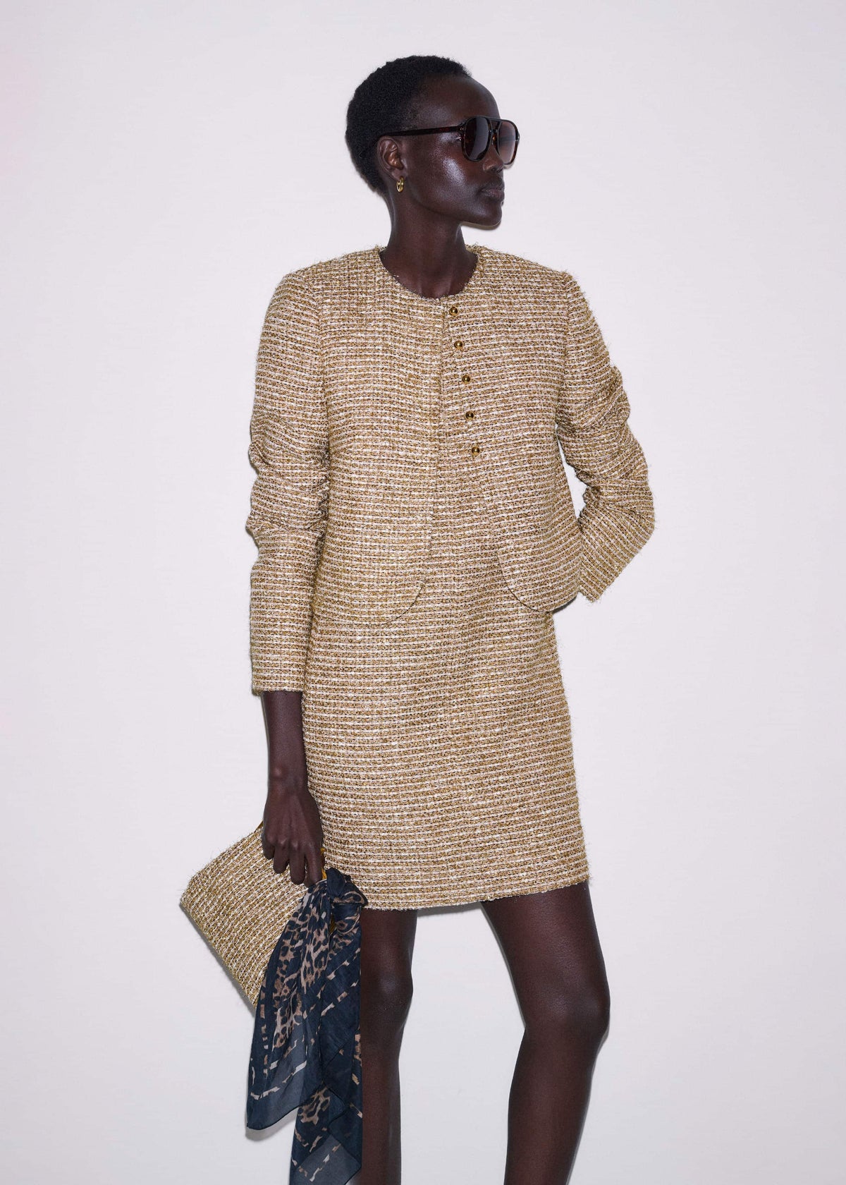 ME+EM Gold Metallic Mini Dress