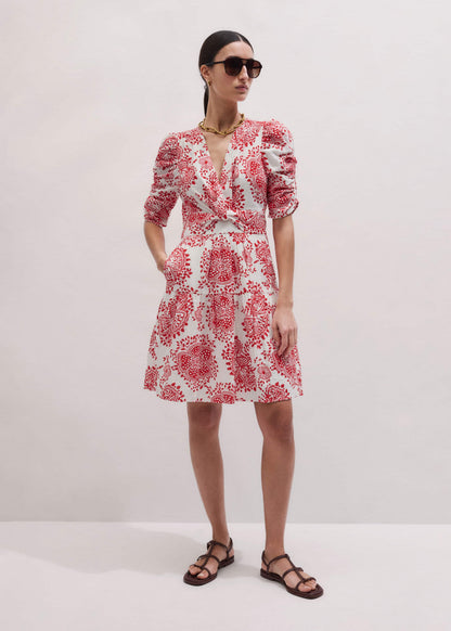 ME+EM White Cheesecloth Fit + Flare Short Dress