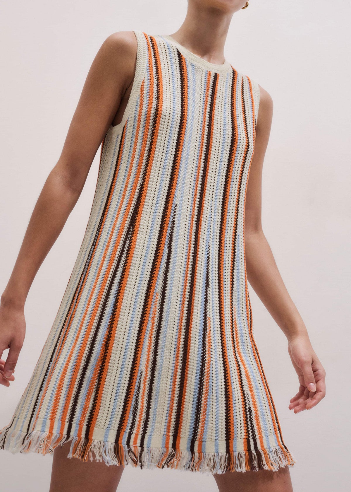 ME+EM Cream Textured Knit Mini Dress