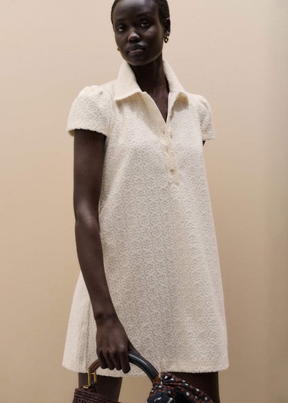 ME+EM Cream Jacquard Short Swing Dress