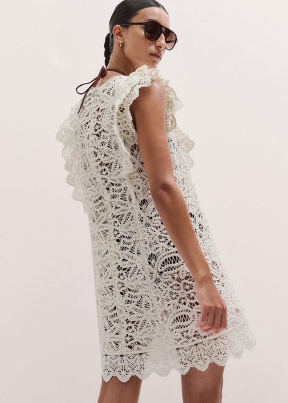 ME+EM Cream Lace Layer Mini Dress
