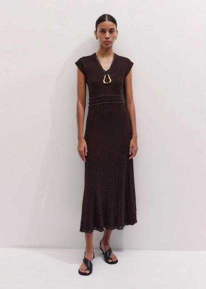 ME+EM Brown Pointelle Maxi Dress