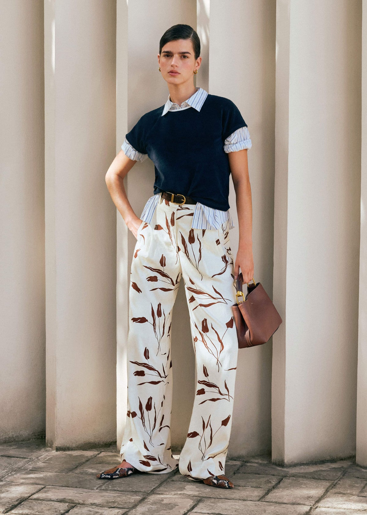 ME+EM Cream Crease-Less Linen Wide-Leg Pant