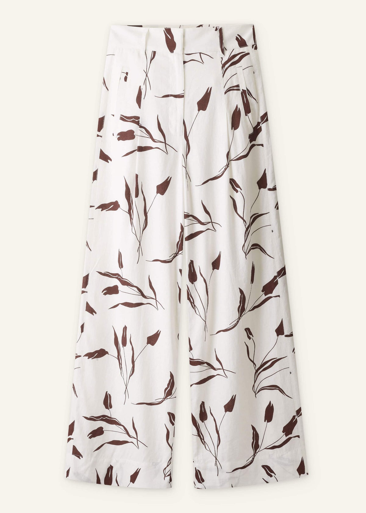 ME+EM Cream Crease-Less Linen Wide-Leg Pant