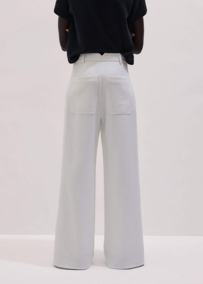ME+EM Ivory Double Pleat Wide-Leg Pant