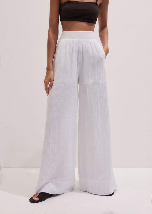 ME+EM White Cheesecloth Wide-Leg Pant