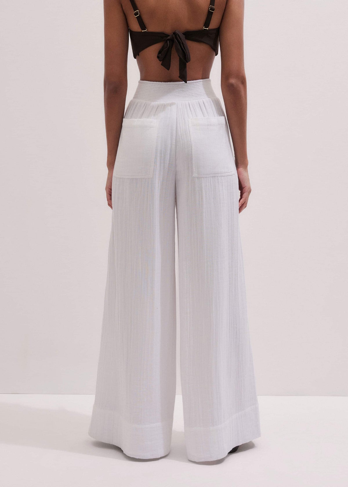 ME+EM White Cheesecloth Wide-Leg Pant