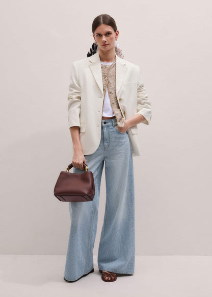 ME+EM Blue Micro Stripe Ultimate Wide-Leg Jean