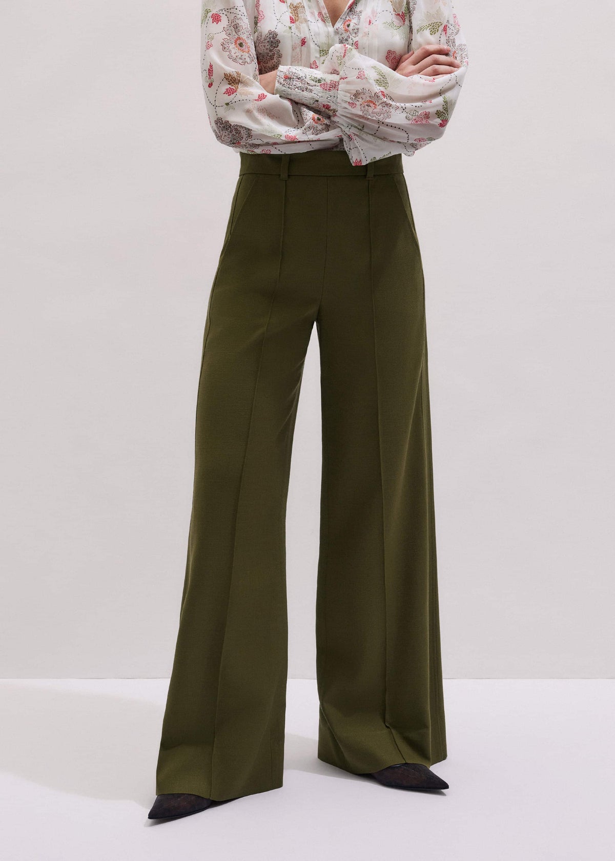 ME+EM Olive Green Forever Wide-Leg Pant