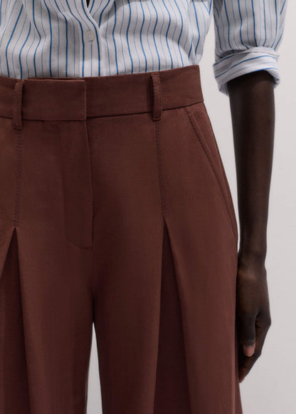 ME+EM Cinnamon Brown Very Wide-Leg Pant