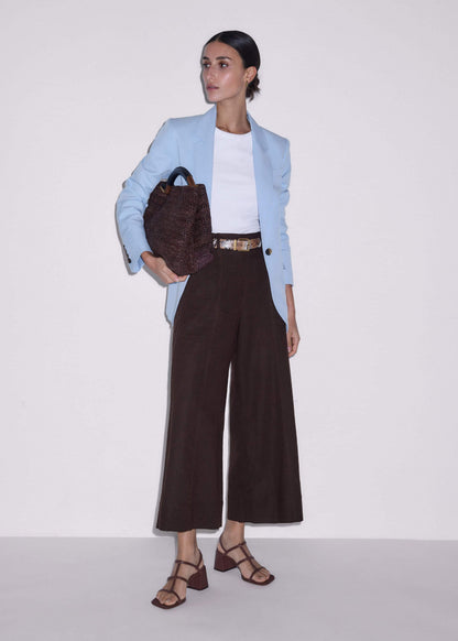 ME+EM Brown Crop Wide-Leg Pant