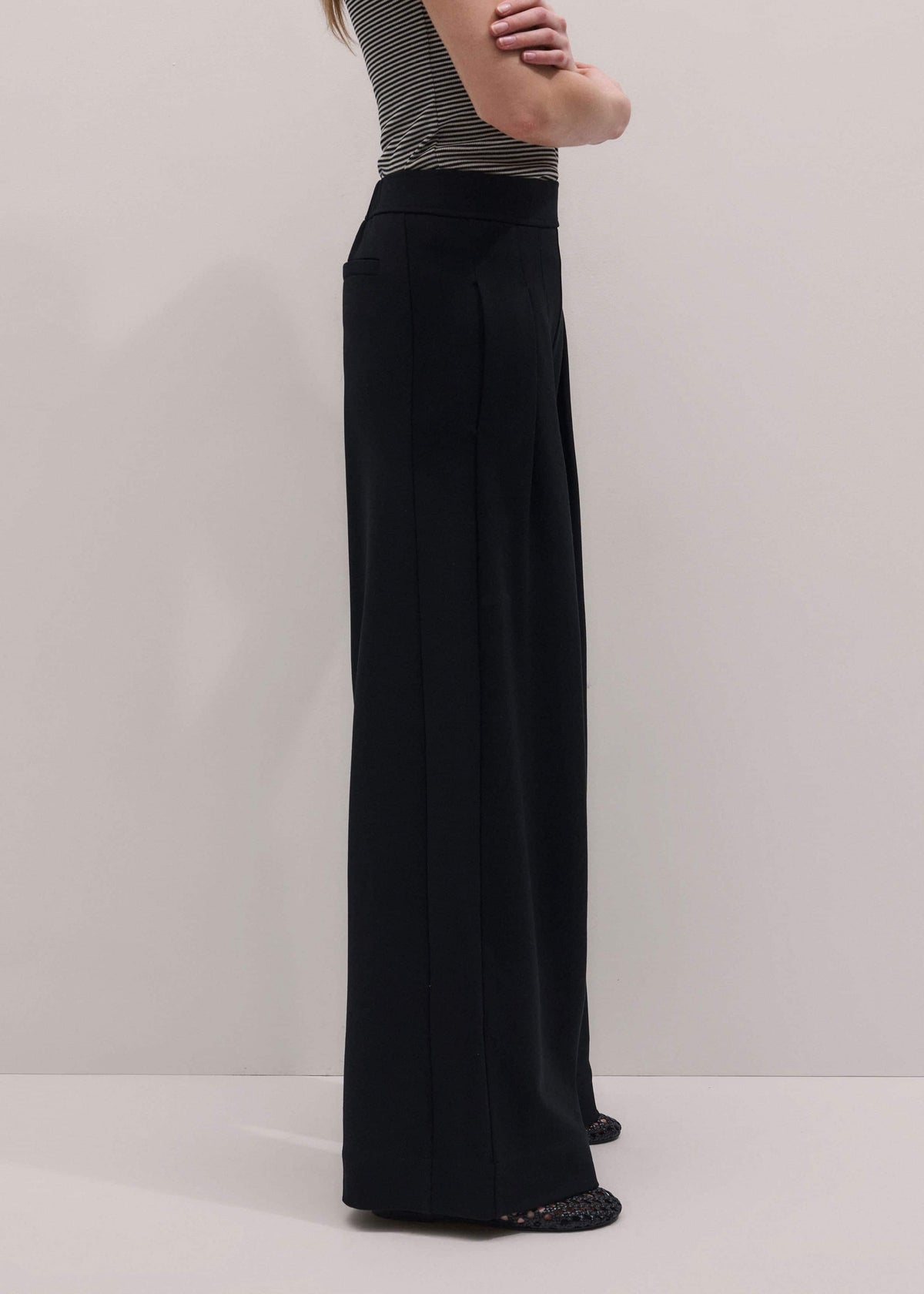 ME+EM Black Luxe Travel Tailoring Wide-Leg Pant