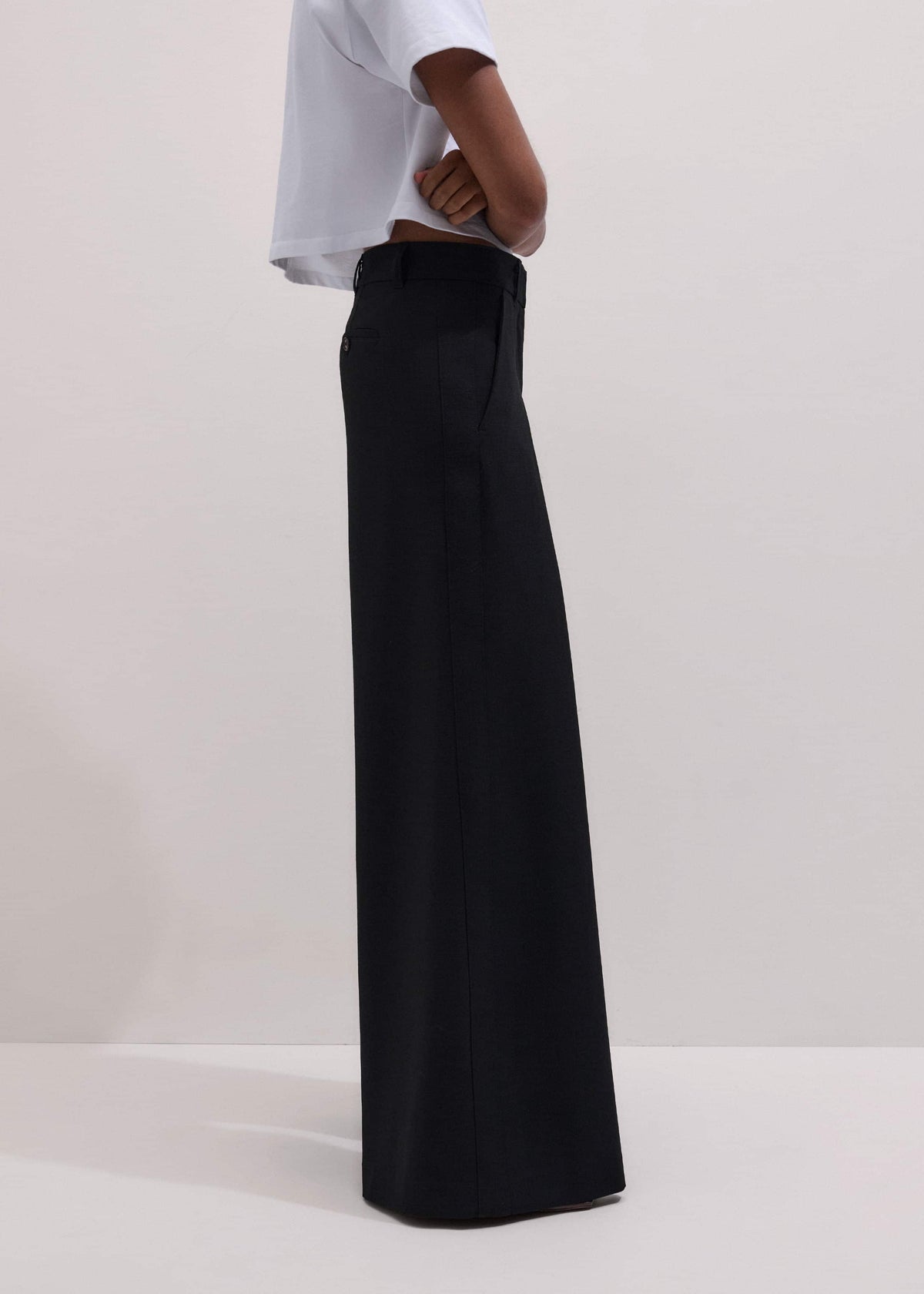 ME+EM Black Very Wide-Leg Pant