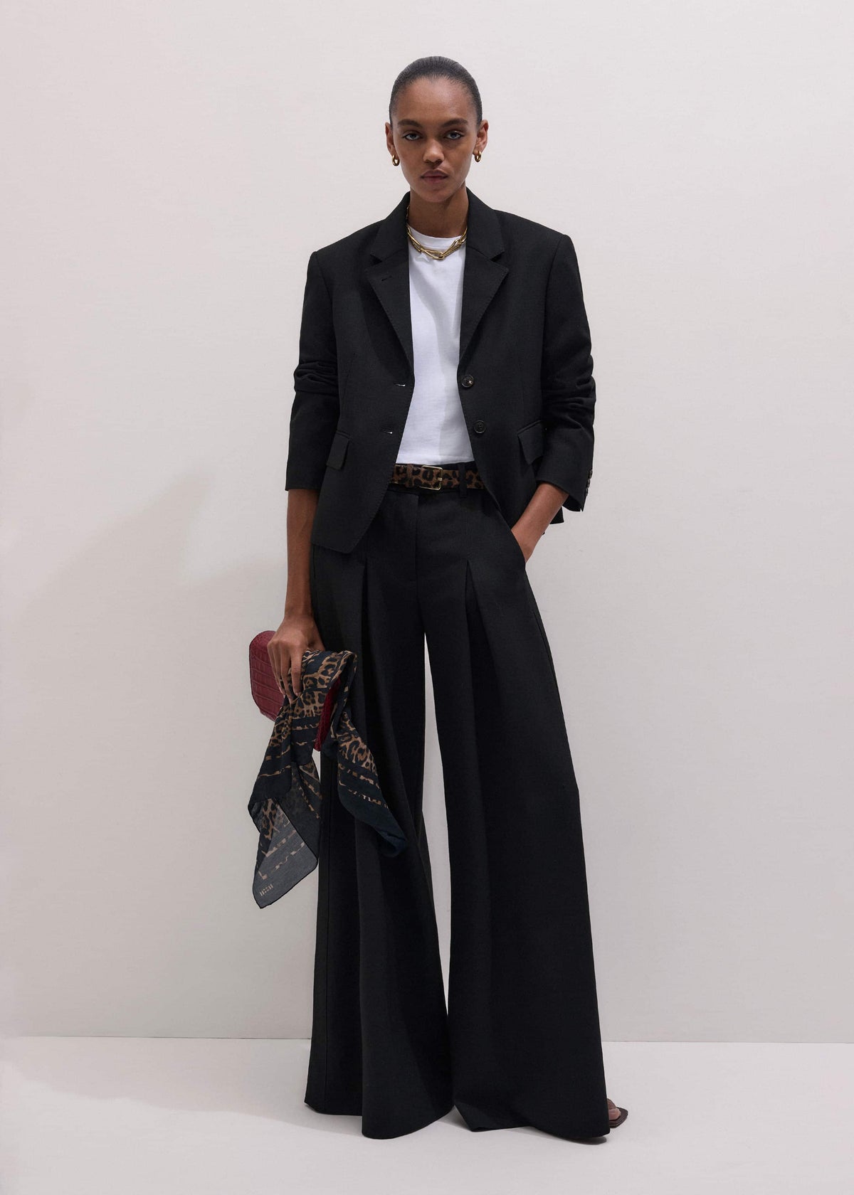 ME+EM Black Very Wide-Leg Pant
