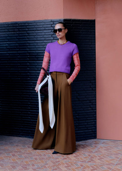 ME+EM Walnut Brown Ultimate Very Wide-Leg Pant