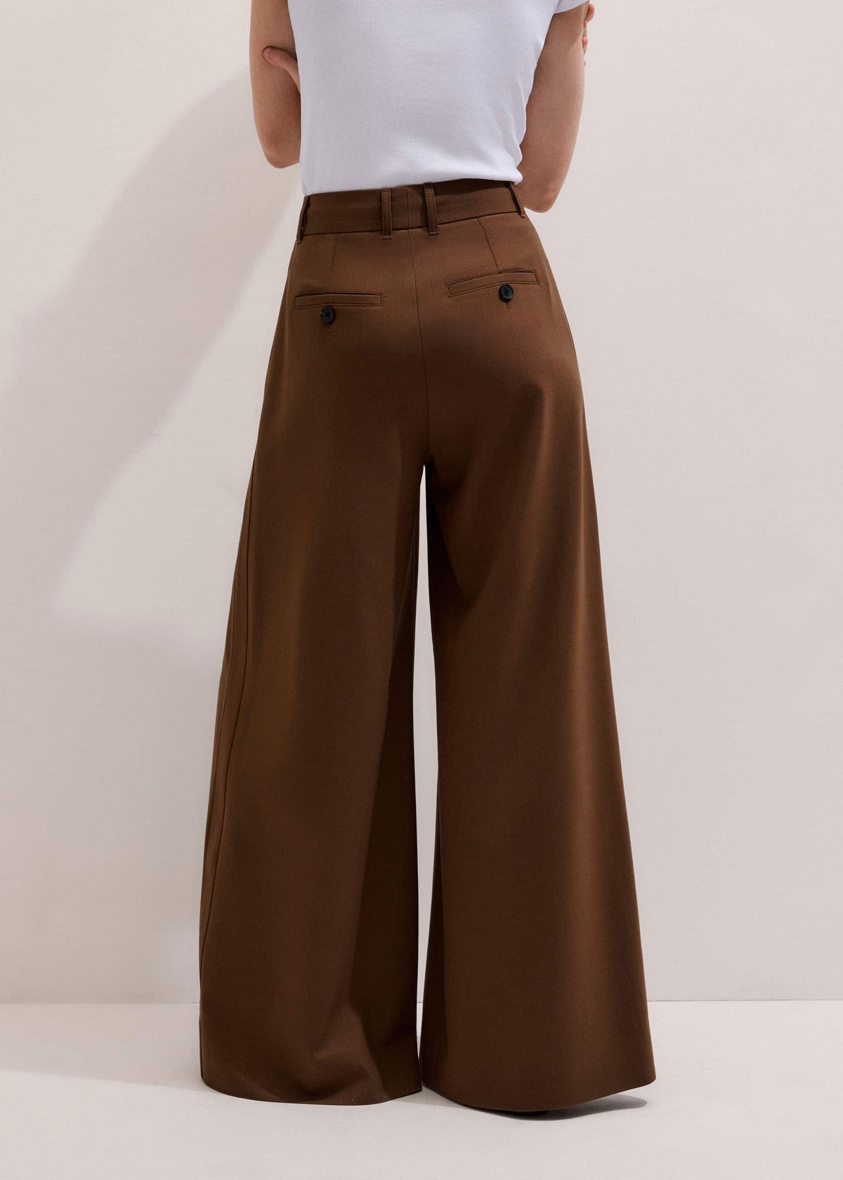 ME+EM Walnut Brown Ultimate Very Wide-Leg Pant