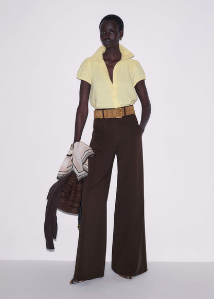 ME+EM Brown High Waist Wide-Leg Pant