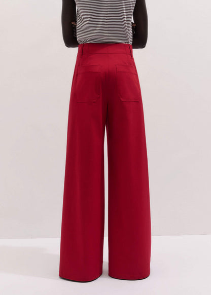 ME+EM Red High Waist Wide-Leg Pant
