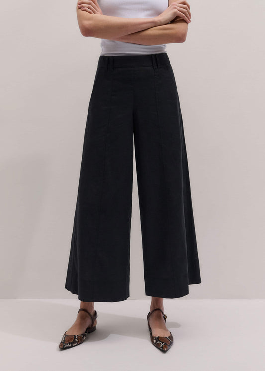 ME+EM Black Crop Wide-Leg Pant