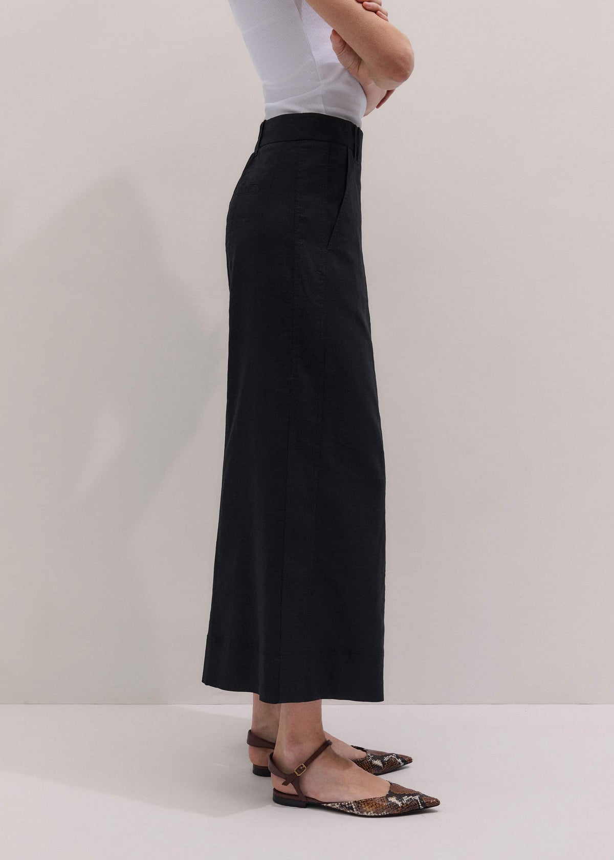 ME+EM Black Crop Wide-Leg Pant