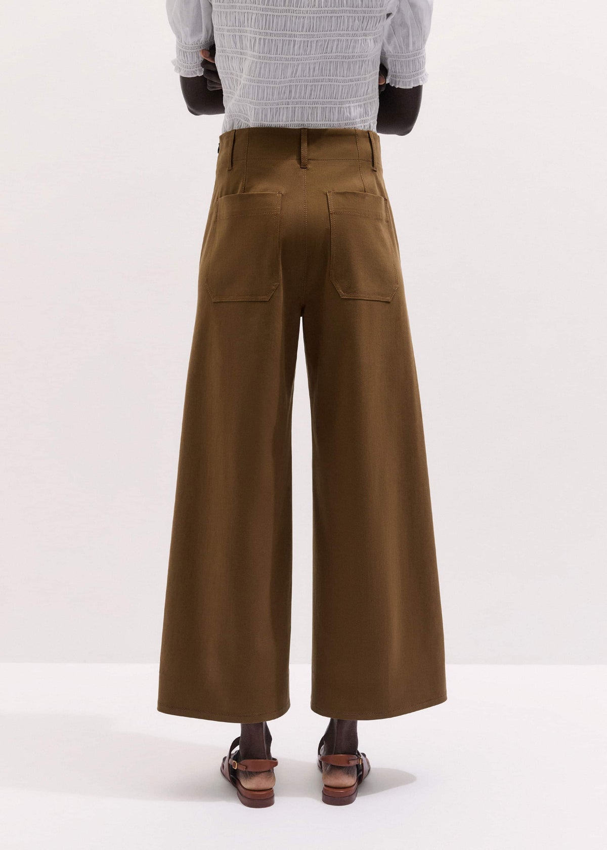 ME+EM Brown Wide Crop Pant