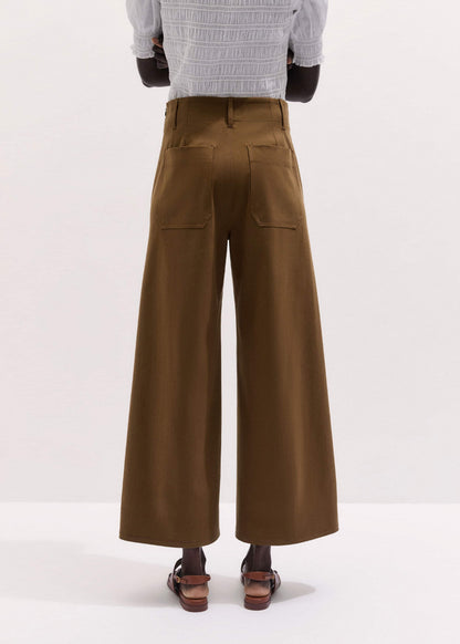 ME+EM Brown Wide Crop Pant