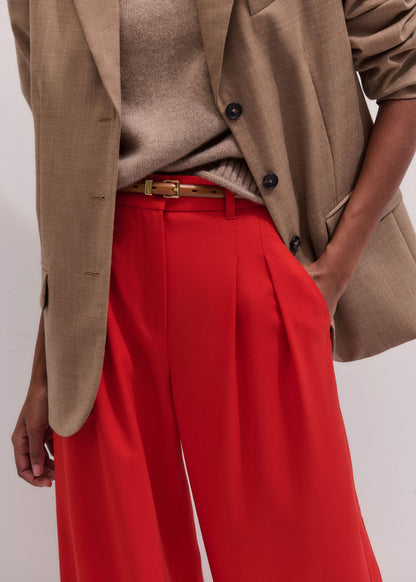 ME+EM Red Perfect Wide Pleat Front Pant